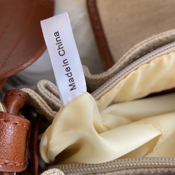 Vgt Y2K Brown & Cream Linen Baguette Shoulder Bag - Picture 12 of 16